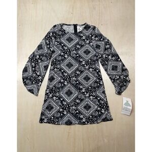 Rare Edition Womens Fit and Flare Dress Peasant Print Blue Sz‎ 14 Junior